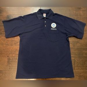 Men’s Red Kap US Homeland Security FEMA Blue Polo Shirt- Size Large.